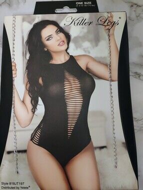 Killer Legs Black Cutout Body Stocking Teddy – One Size – New in Package